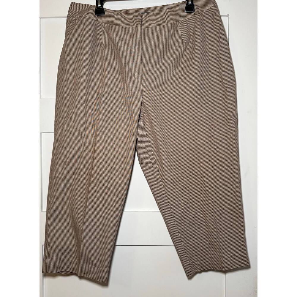Josephine Chaus Brown/Cream Striped Summer Capri Casual Pants - Size 16W
